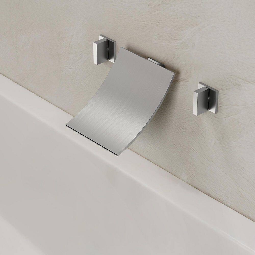2-Handle Wall Mounted Waterfall Roman Tub Faucet, with High Flow and Brass Rough-In Valve in Brushed Nickel price history on PriceWatchPro