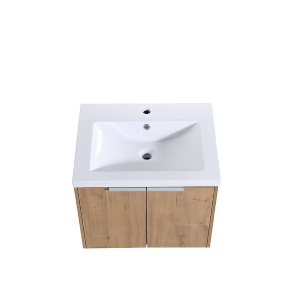 Unbranded Lamphere 23.60 in. W x 18.10 in D. x 19.30 in. H Bath Vanity in Imitative Oak with White Resin Top