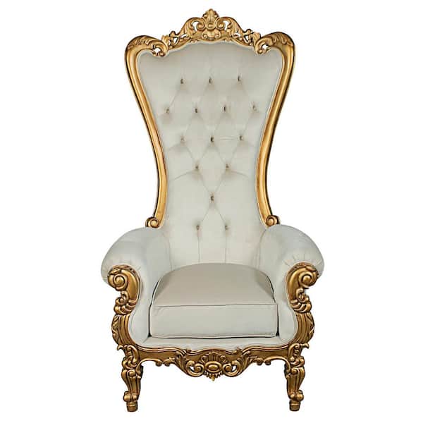 Design Toscano Contessa Stylish Baroque Gold Hardwood Baroque Throne Wingback Chair