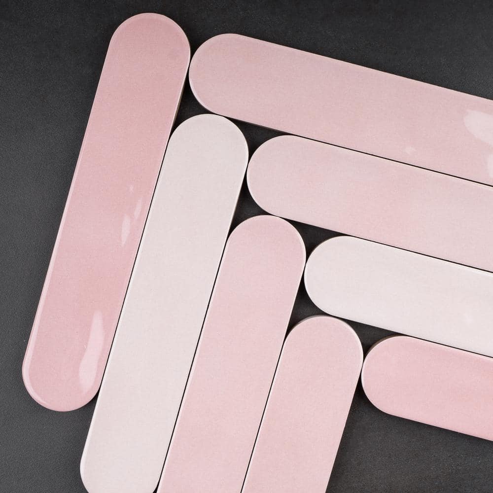 Rosa Pink Polished Ceramic Subway Wall Tile 2x9