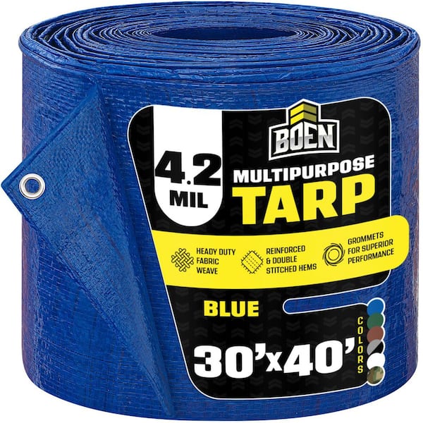 BOEN 30 ft. W x 40 ft. L All Purpose Blue Tarp