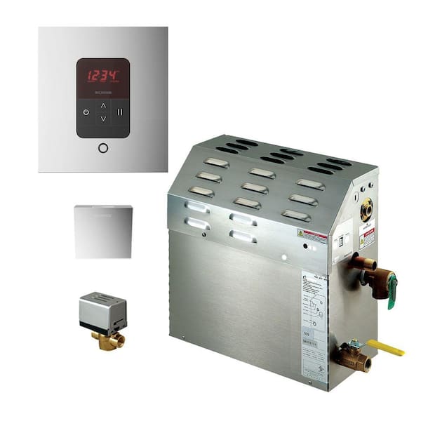 Mr. Steam 6kW Steam Bath Generator with iTempo AutoFlush Square Package in Polished Chrome