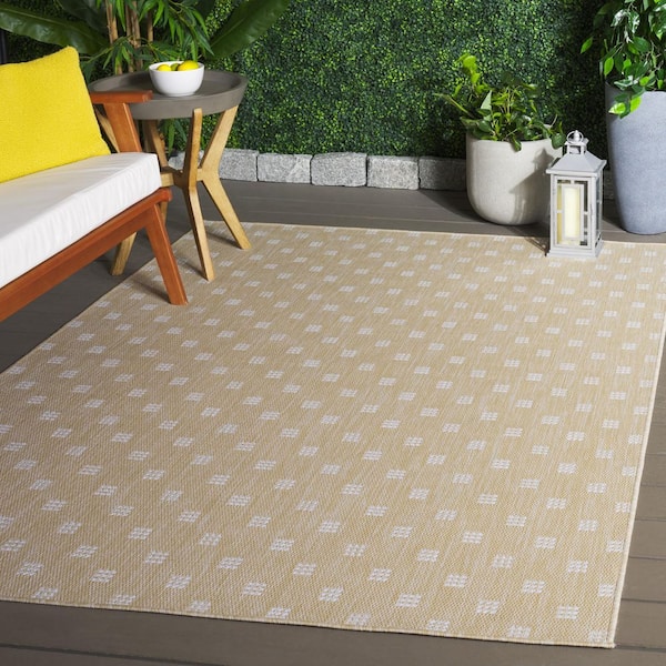 Terrace Beige/Ivory 8 ft. x 10 ft. Spotted Solid Indoor/Outdoor Area Rug
