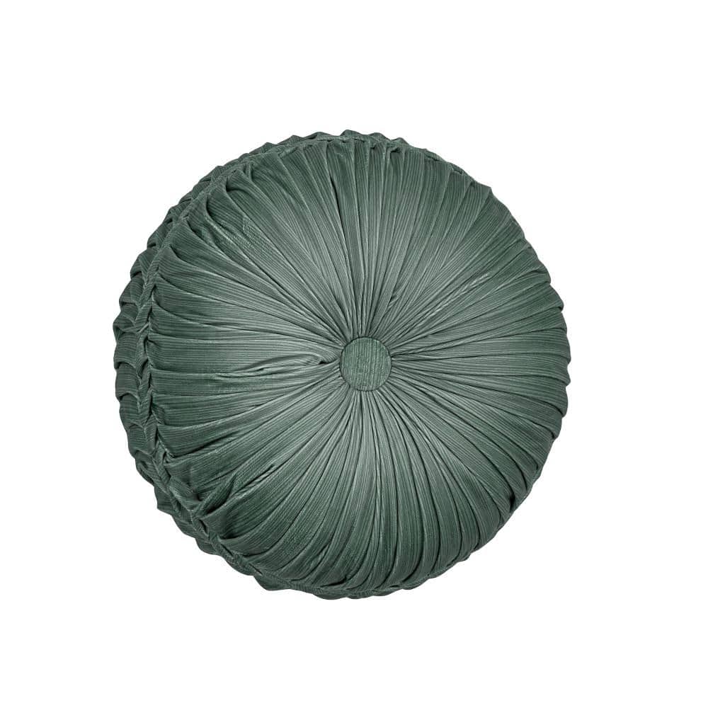 Nicole Spa Polyester Solid Tufted Round Decorative Throw Pillow 15 In. L X 