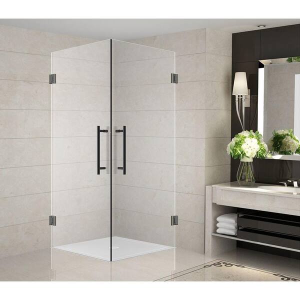 Aston Vanora 34 in. x 34 in. x 72 in. Completely Frameless Square Shower Enclosure in Oil Rubbed Bronze