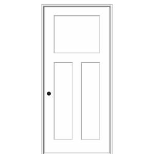 36 in. x 80 in. Smooth Craftsman 3-Panel Right-Hand Solid Core Primed Molded Composite Single Prehung Interior Door