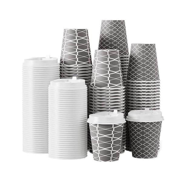 3.54 in. White Disposable Paper Cups Disposable Tableware Coffee Cups with Lids (100 Per Case)