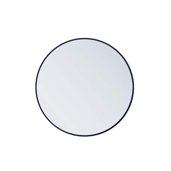 Unbranded Medium Round Blue Modern Mirror (32 in. H x 32 in. W)