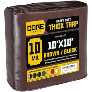 Polyethylene Heavy Duty Brown and Black 10 Mil Tarp WaterProof UV Resistant Rip and Tear Proof 10 ft. x 10 ft.