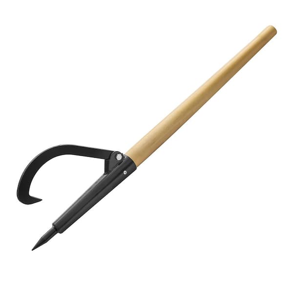 Log Peavey and Cant Hook Tool 49 in. Wood Handle for Separating Stacked Firewood Retractable 18 in. Opening