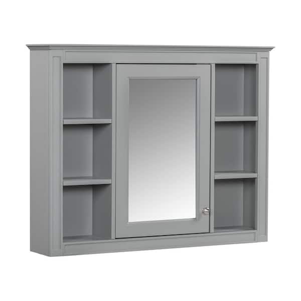 MS 35.03 in. W x 27.5 in. H Rectangular MDF Medicine Cabinet with Mirror, Grey