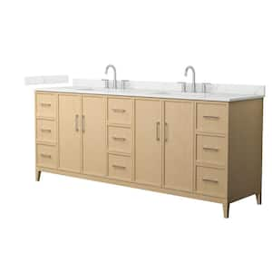 Elan 84 in. W x 22 in. D x 35 in. H Double Bath Vanity in White Oak with Giotto Quartz Top