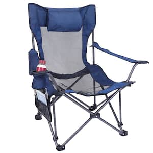 PHI VILLA Camping Chair With Canopy 50+ UPF Light Blue Folding