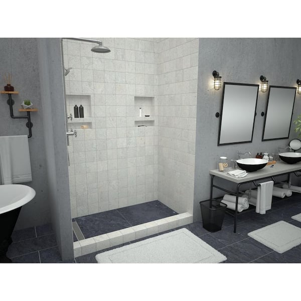 Redi Trench 36 in. x 72 in. Single Threshold Shower Base with Left Drain and Brushed Nickel Trench Grate