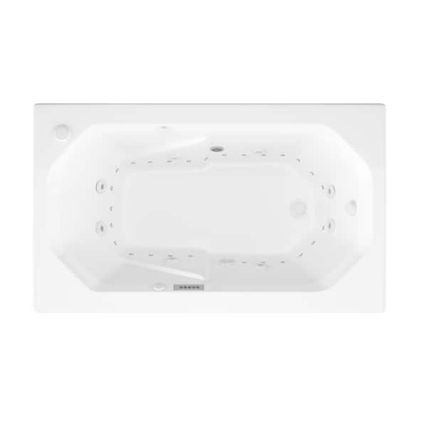 Onyx Diamond Series 5 ft. Left Drain Rectangular Drop-in Whirlpool and Air Bath Tub in White