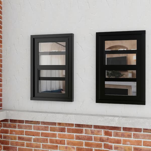 32 in. x 60 in. 62-Series Double Glazed Single Hung Vinyl Window with Tempered Glass, White Interior with Black Exterior