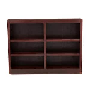 36 in. Cherry Wood 6-shelf Standard Bookcase with Adjustable Shelves