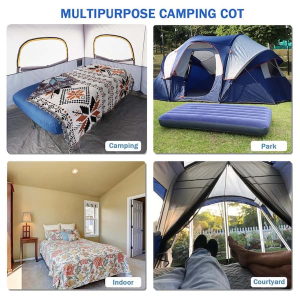 Zeus Ruta Dark Blue Collapsible Camping Cot Bed Set with