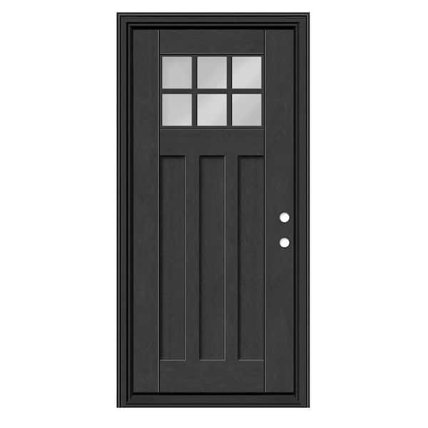 Regency 36 in. x 80 in. 6Lite Toplite Clear Glass LHIS Onyx Mahogany Fiberglass Prehung Front Door w/6-9/16 in. Jamb