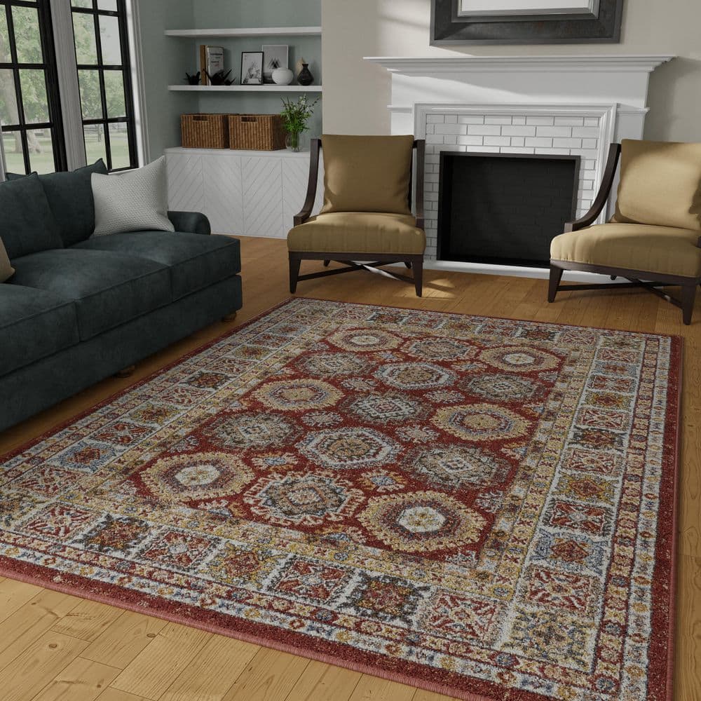 Alsbrooke Delary 4' x 6' Orange Patchwork Area Rug