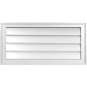 32 in. x 16 in. Vertical Surface Mount PVC Gable Vent: Decorative with Brickmould Frame