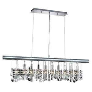 Timeless Home 40 in. L x 40 in. W x 10 in. H 10-Light Chrome Contemporary Chandelier with Clear Crystal