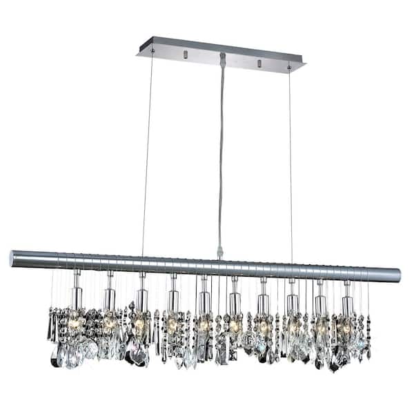 Unbranded Timeless Home 40 in. L x 40 in. W x 10 in. H 10-Light Chrome Contemporary Chandelier with Clear Crystal