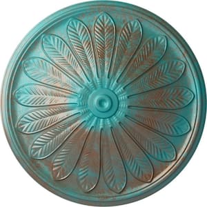 5-1/2 in. x 25-1/2 in. x 25-1/2 in. Polyurethane Brontes Ceiling Medallion, Copper Green Patina