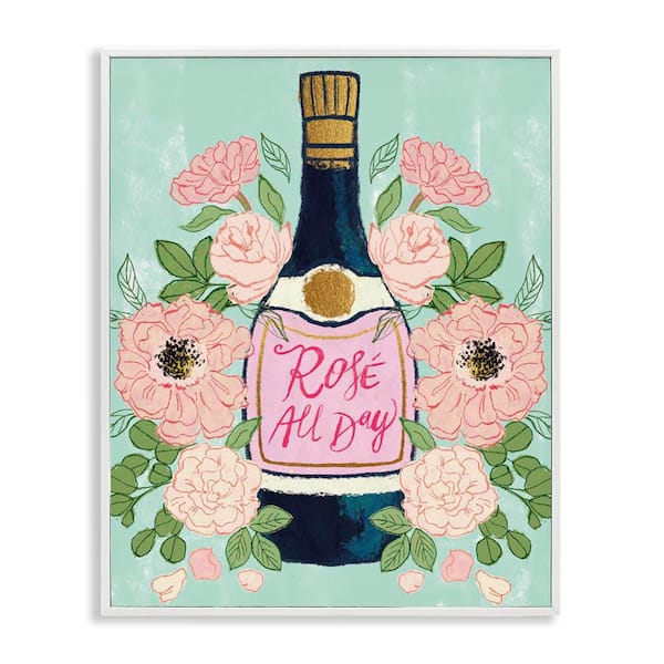 Stupell Industries Rose All Day Champagne by Joy Ting White Framed Food Giclee Art Print 20 in. x 16 in.