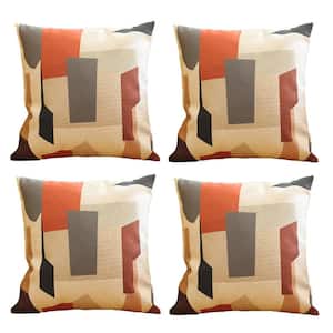 Boho-Chic Handcrafted Jacquard Multi-Color 18 in. x 18 in. Square Abstract Throw Pillow Cover (Set of 4)