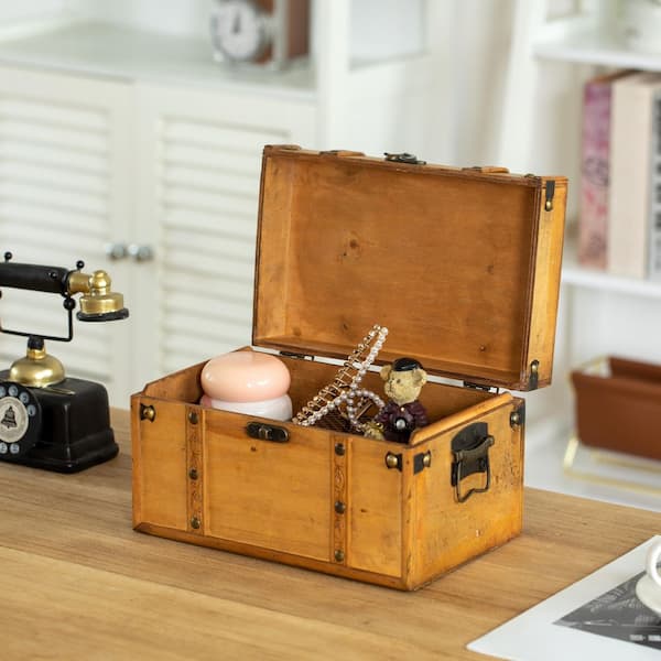 Vintiquewise Farmhouse Antique-Style Wood Treasure Chest with