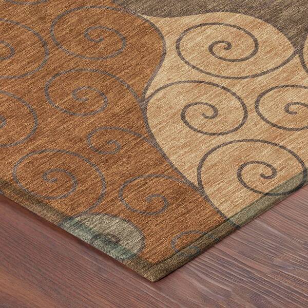 Chantille Machine Washable Indoor/Outdoor Abstract ACN2464 Paprika 9 ft. x 12 ft. Area Rug