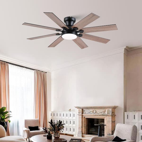 52 in. Indoor/Outdoor Modern Flush Mount Brown Ceiling Fan with Dimmable LED Light and Remote/APP Control