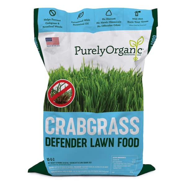 Purely Organic Products 15 lbs. Crabgrass Defender Lawn Food 10-0-2, Covers 3,000 sq. ft.