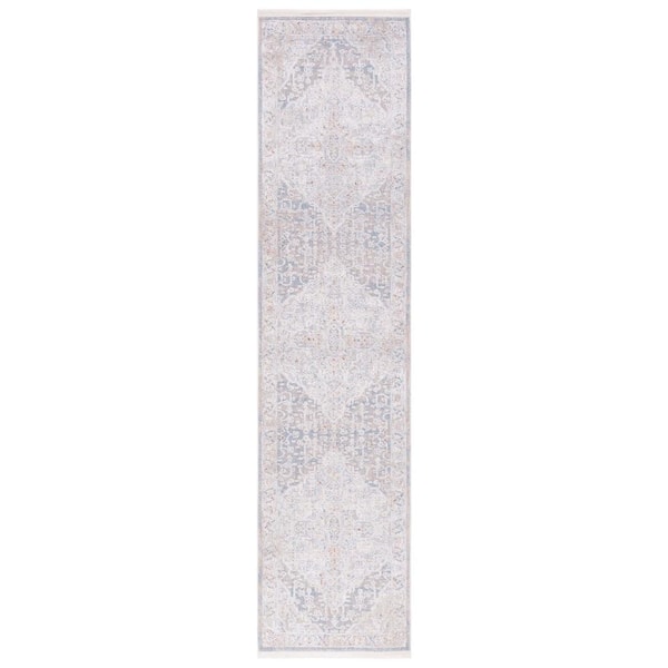 SAFAVIEH Marmara Beige/Blue Rust 2 ft. x 8 ft. Border Floral Runner Rug