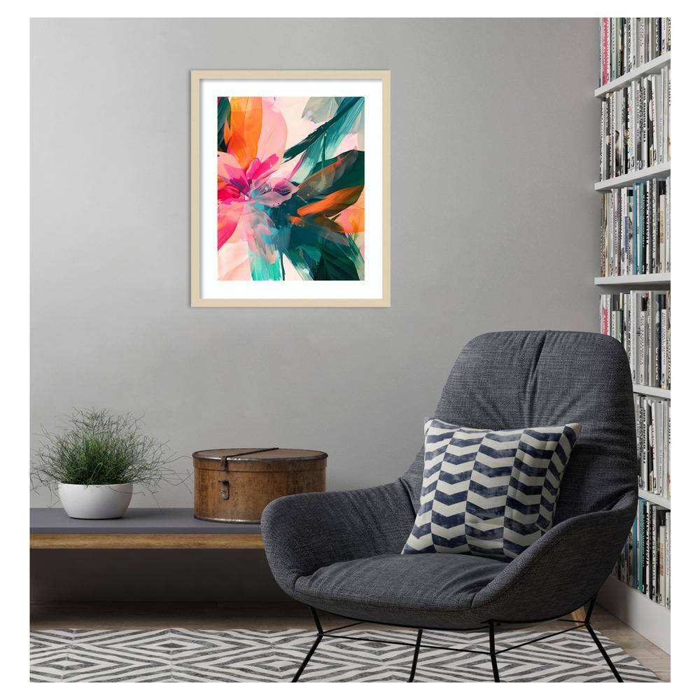 Walker Noble Jumble Jungle Abstract Floral Framed Wall Art, 21"x25", Svelte Natural