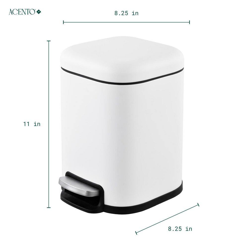 White Stainless Steel Square Step Trash Can with Pedal - 1.6 Gallons