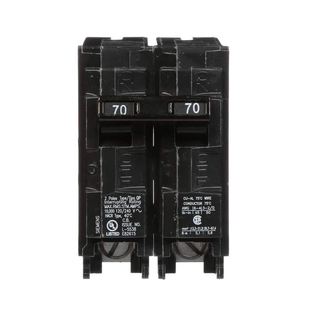 Siemens 70 Amp Double-Pole Type QP Circuit Breaker Q270 - The Home