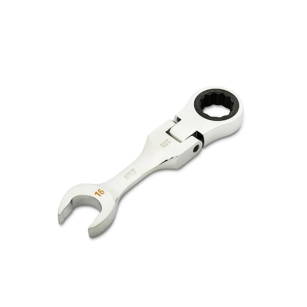 GEARWRENCH 16 mm 90-Tooth 12 Point Stubby Flex Ratcheting Combination Wrench