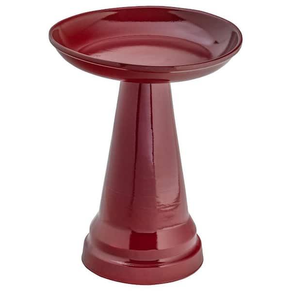 Ohio Stoneware Birdbath in Burgundy