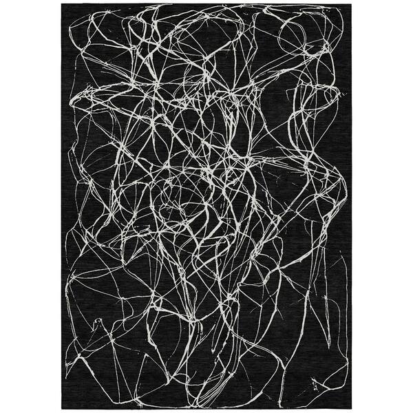 Chantille Machine Washable Indoor/Outdoor Abstract ACN2826 Black 10 ft. x 14 ft. Area Rug