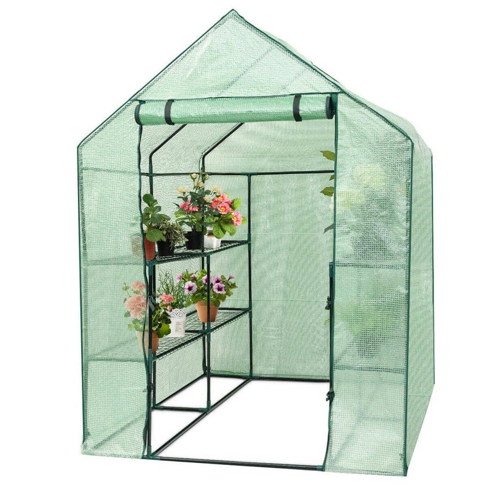57 in. W x 57 in. D x 77 in. H Mini Greenhouse Outdoor Gardening Plant 8-Sh