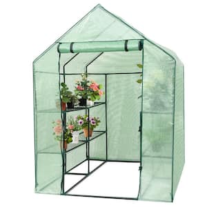 57 in. W x 57 in. D x 77 in. H Mini Greenhouse Outdoor Gardening Plant 8-Shelves Greenhouse, Green
