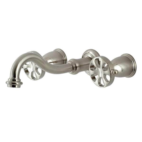 Kingston Brass Belknap 2-Handle Wall Mount Tub Faucet in Brushed Nickel (Valve Included)