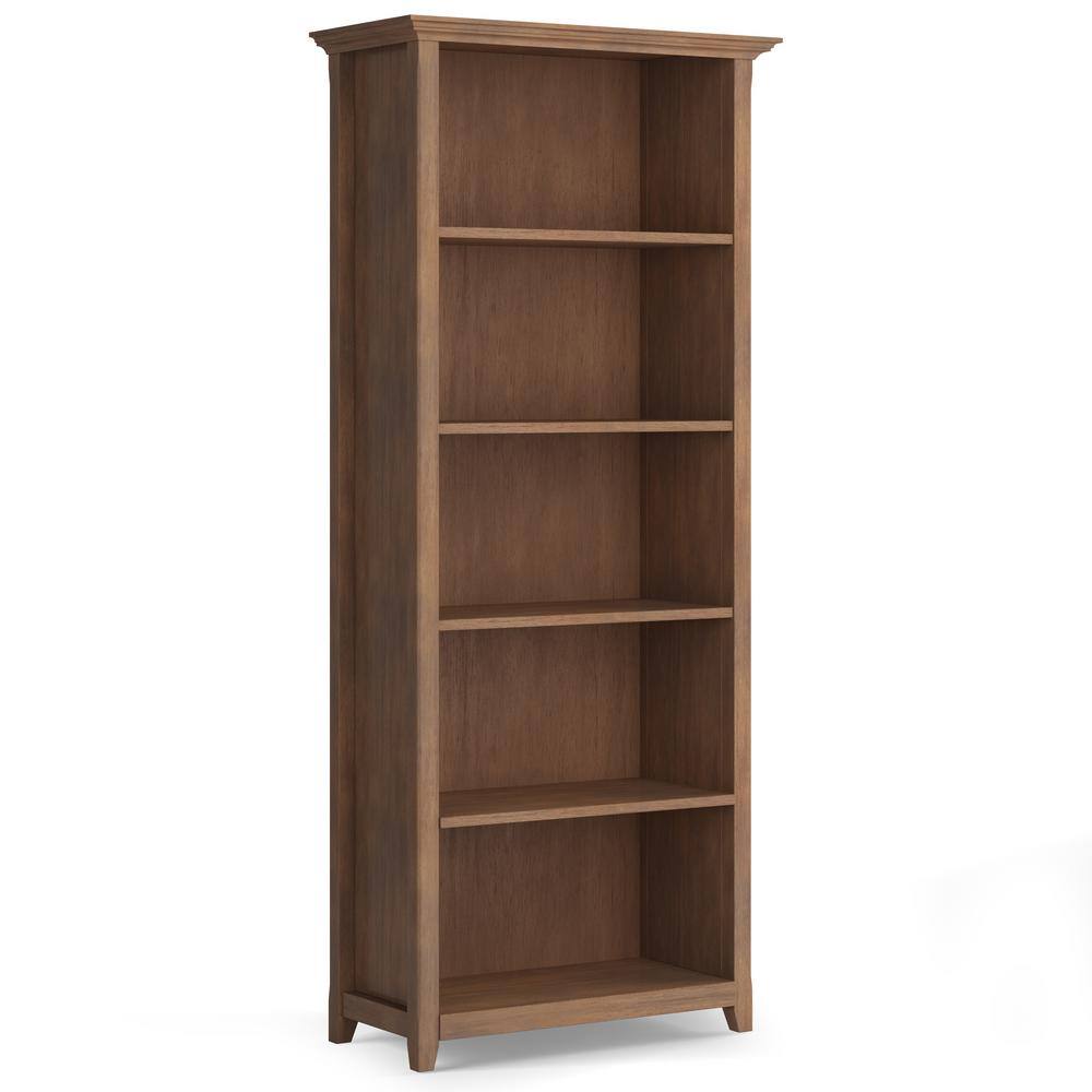 Simpli Home Amherst Solid Wood 70 in. x 30 in. Transitional 5 Shelf