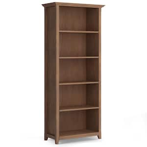 Amherst Solid Wood 70 in. x 30 in. Transitional 5 Shelf Bookcase in Rustic Natural Aged Brown