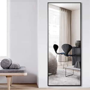 July 65 in. x 22 in. Modern Rectangle Aluminum Alloy Framed Black Full-Length Floor Standing Mirror