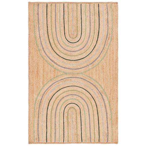 SAFAVIEH Natural Fiber Beige/Green 5 ft. x 8 ft. Geometric Area Rug