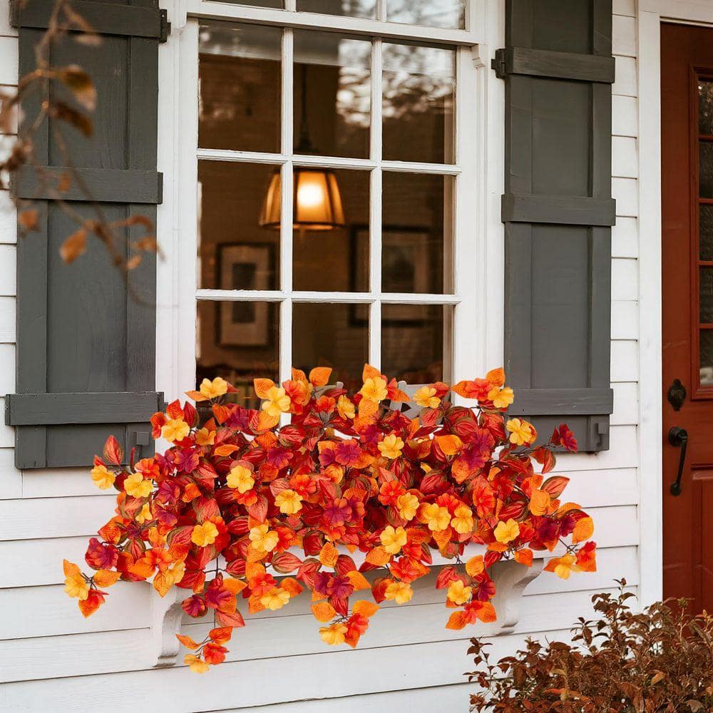 25.50 in. H Orange Artificial Fall Flowers Plant 2-Piece UV
