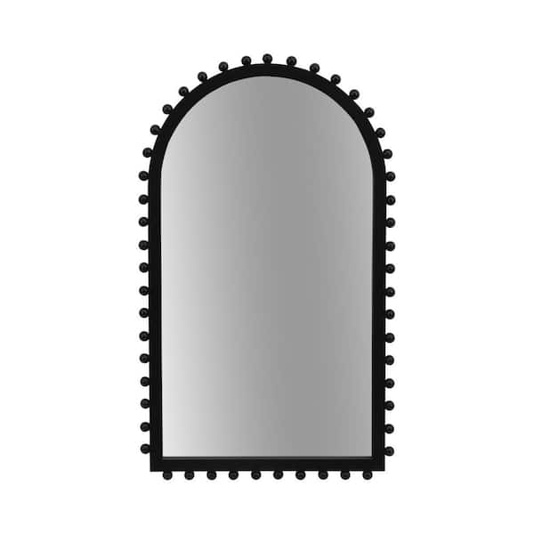 Black 39 in. W x 24 in. H Wood Beaded Arch Framed Mirror